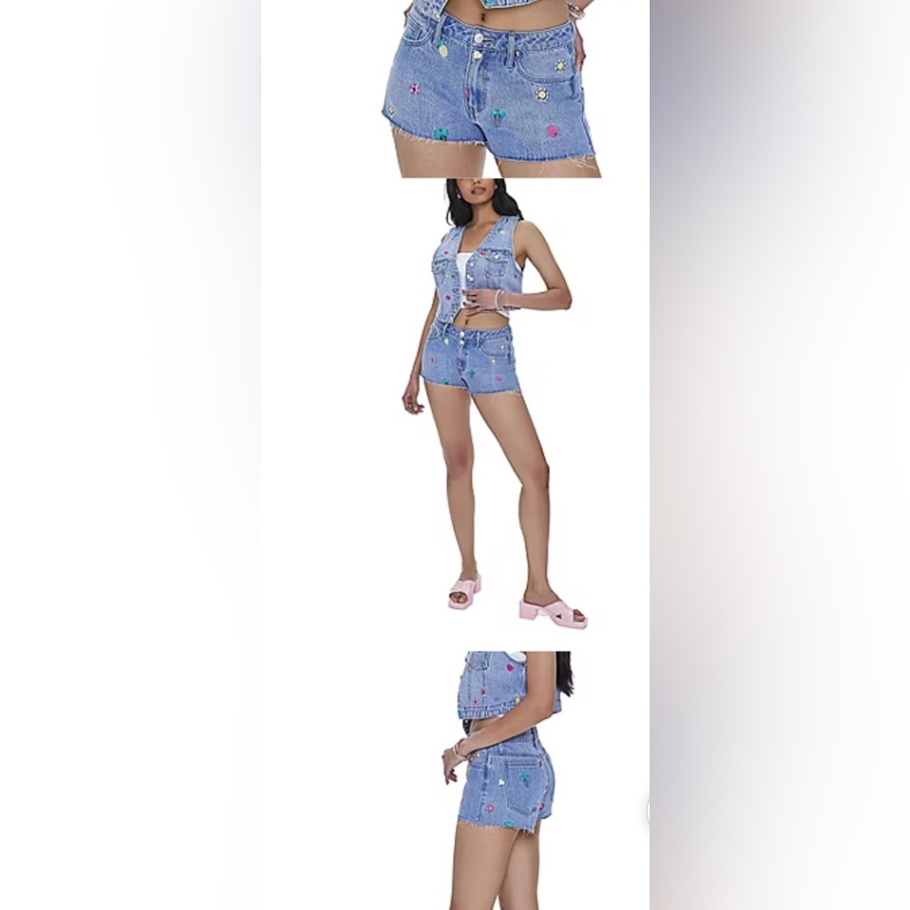 Mid rise denim shorts